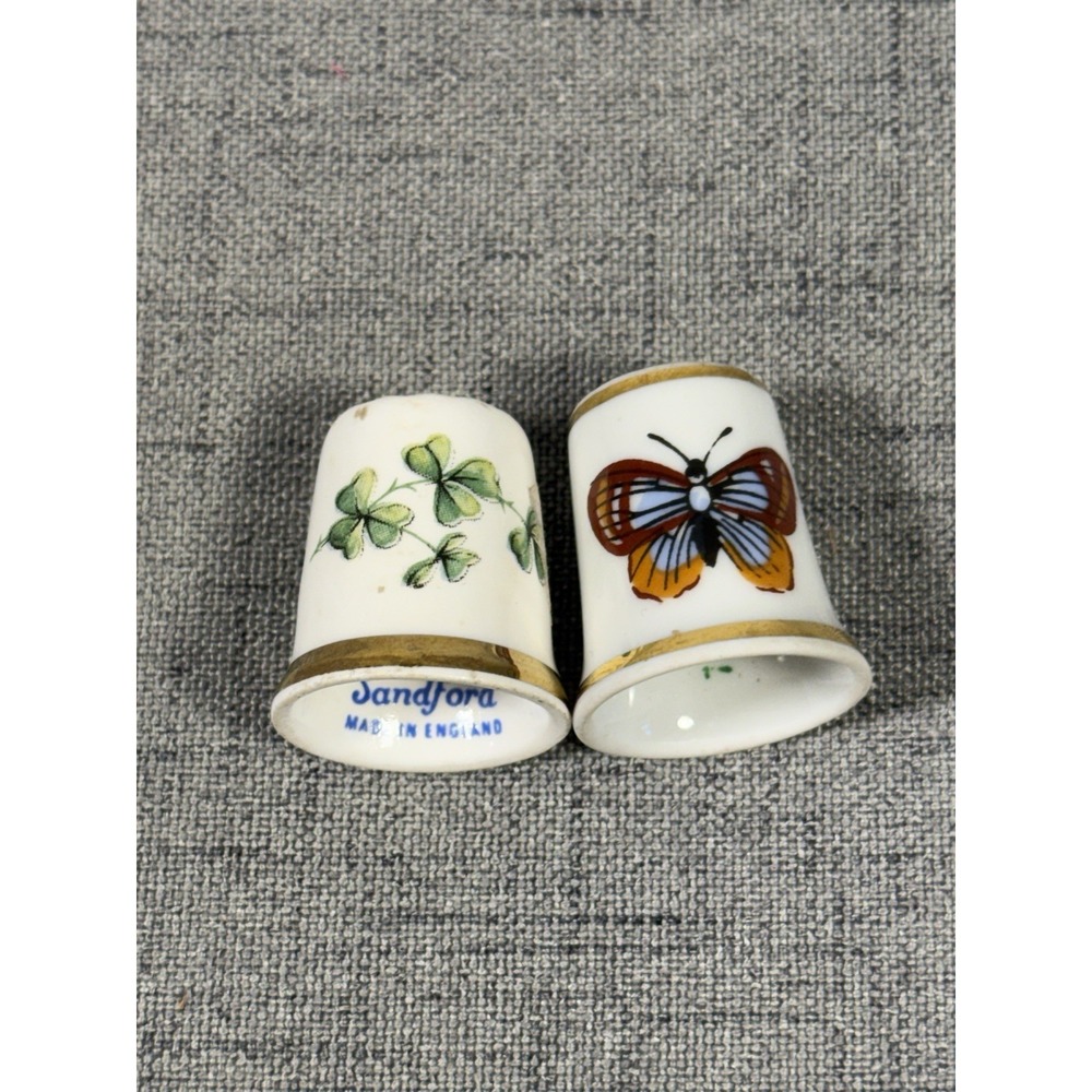 Vintage Bone China & Porcelain Thimbles Sandford England Hollóháza Hungary